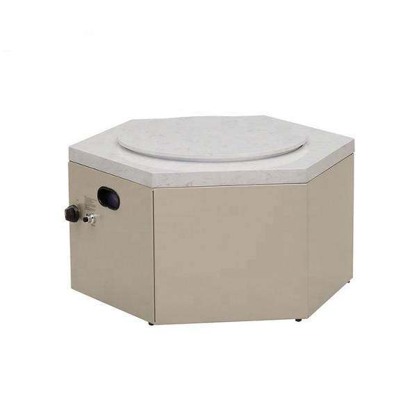 50,000 BTU Adjustable Flame Outdoor Natural Gas Firepit With Lid, Lava Rocks, Ceramic Tabletop