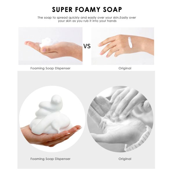 Botella transparente de plástico PET cuadrado de 300 ml con embalaje cosmético de bomba de espuma