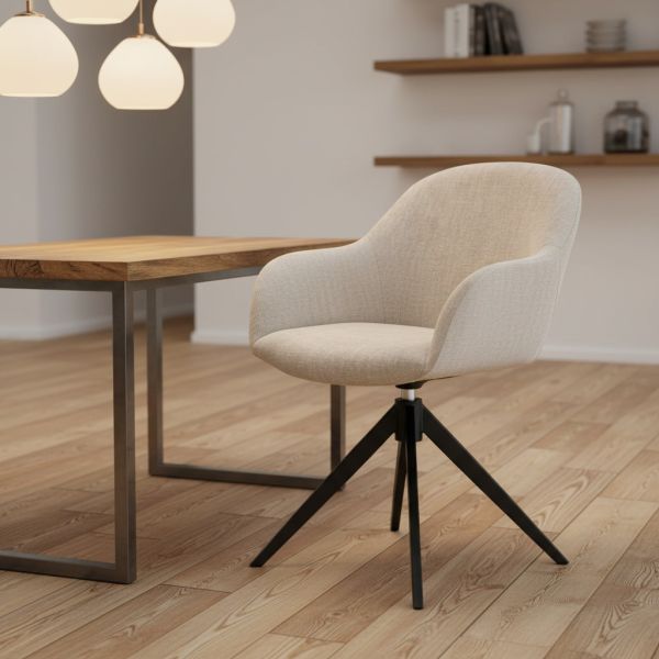 Leisure Eco-Friendly Modern Upholstered Fabric Swivel Single Sofa Chair with Backrest Home Furniture Office Living Room Dining
