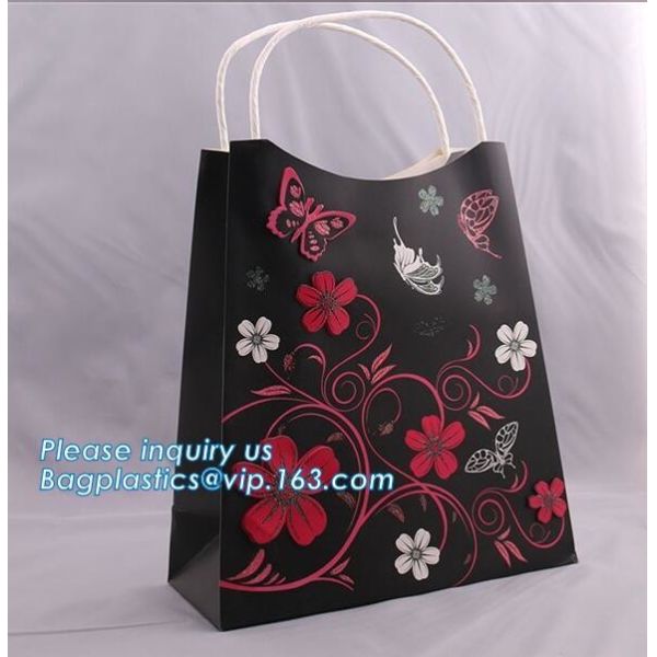 Luxury Metal Button Top Quality Gift Brown Paper Bags with Strong Handle,reusable ecofriendly customizable promotional l