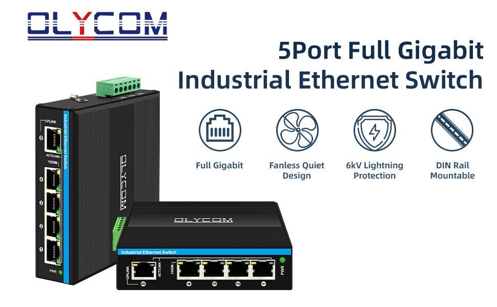 5 Порт Rj45 Неуправляемый гигабитный Ethernet-ключ Ip40 E-Mark Din-Rail Industrial