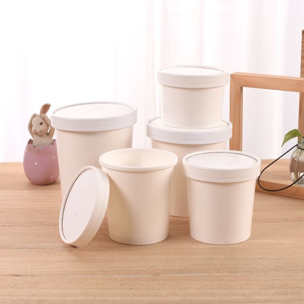 Customized Disposable Lunch Bowl Takeaway Paper Boxes for Fast Food Salad Fried Rice