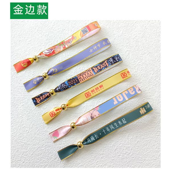 Custom Size One Time Brands Logo Text Printing Fabric Event Festival Party Wristbands