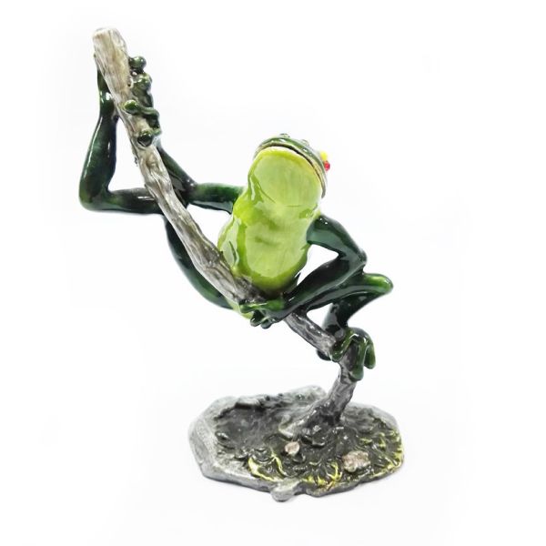 New design home decorative box metal cute green frog jewelry decorative box