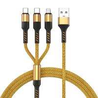 El algodón del ODM del OEM trenzó el 1.3m 3 en 1 tipo de cable de datos teléfono móvil de C