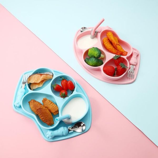 Шар всасывания Bpa младенца силикона свободный установил Tableware подгонянный с соломой