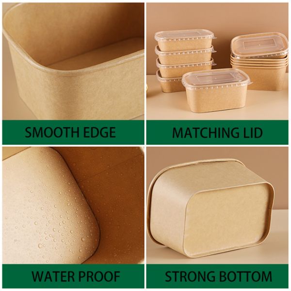 Leakproof Kraft Paper Packaging Lunch Box Grease Resistant Nontoxic