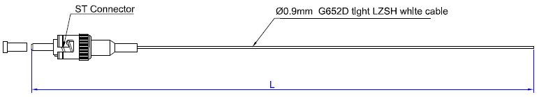 9 / 125μm 0.9mm ST UPC Simplex Optical Fiber Pigtail With OS2 G652D LSZH Yellow Tight Buffer Low Reflection Loss