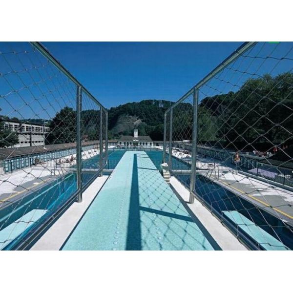 Architectural Stainless Steel Wire Rope Mesh / Hand Woven Rope Mesh For Swimming Pools