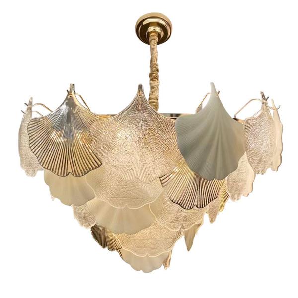 Candelabro de vidro de cristal de folha de Ginkgo para espaços comerciais ou áreas de restaurantes