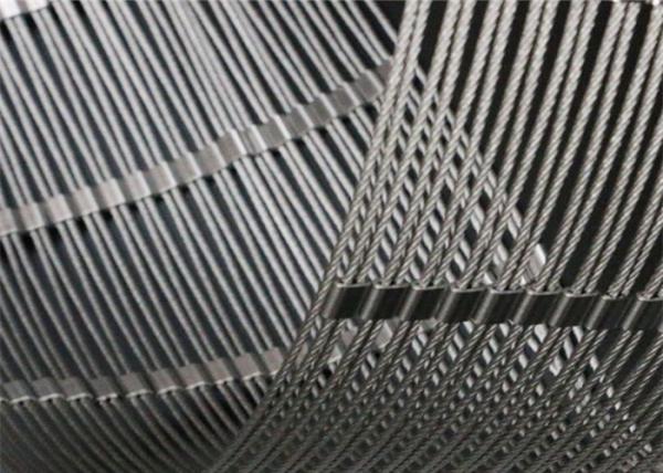 316 Stainless Steel Wire Rope Mesh , Diamond Shape Ferrule Rope Mesh