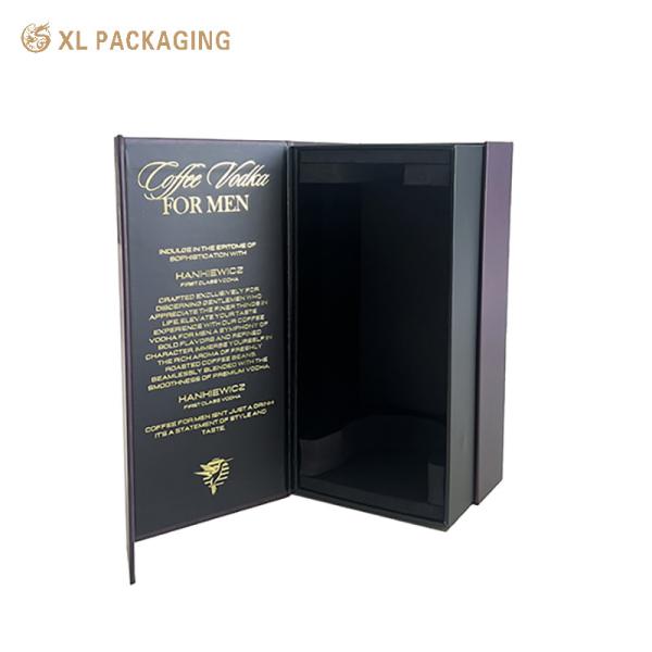 XL Packaging Custom Packaging Box Factory Custom Blue Paper Cardboard Rigid Boxes Book Shape Whisky Alcohol Drink Wine Packaging Gift Box With Magnet Closure