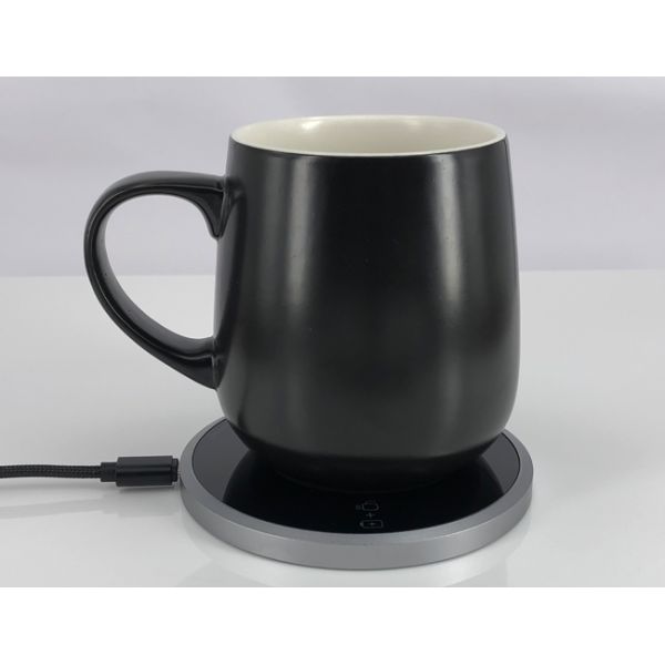 Desktop smart cup with wireless pad self-heating cup keep drinks hot at 55℃ Black color