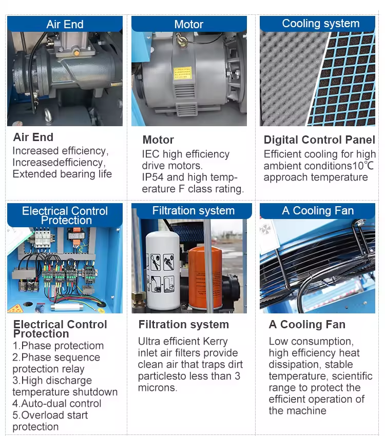 11KW 8bar Kaishan BK11-8G Direct Driven Electric Stationary Screw Air gas Compressor