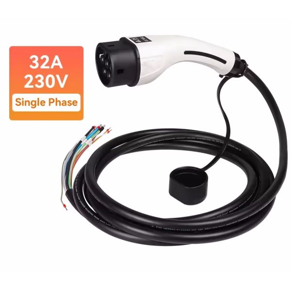 Plug de charge électrique OEM 32A 7.3kw Plug de charge électrique de type 2 avec câble de 5 m