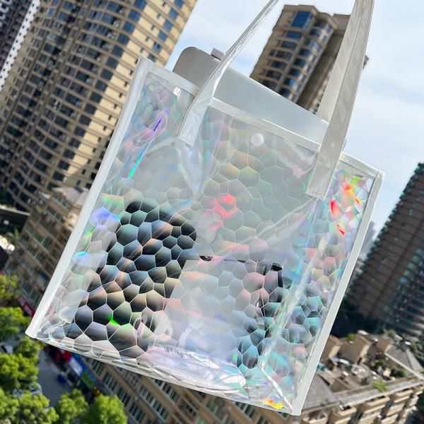 Tote Bag Transparent Pvc Colorful Laser Magic Color Anti-Fruit Jelly Bag Diagonal Gift Gift Bag Large Capacity Storage