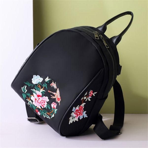 Nylon Embroidery Double Shoulder Bag Female Korean Version of The New Fashion Oxford Cloth Tourism shoulder bag backpack