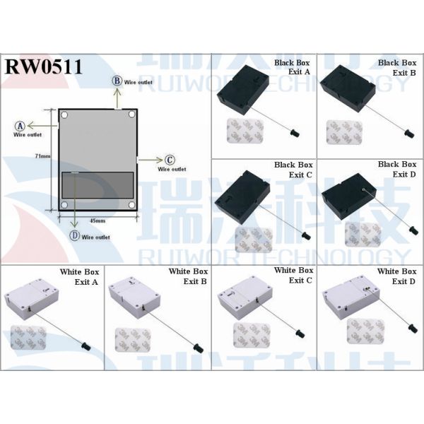 RW0511 Cuboid Anti Theft Pull Box With M6x8MM Or M8x8MM Or Customized Flat Head Screw Cable End Used For Product Positioning