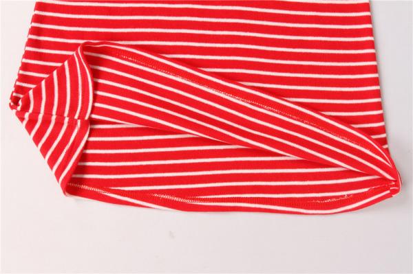 Printed Red White Striped Tee Girls Longline T Shirt 65% Polyester 35% Cotton