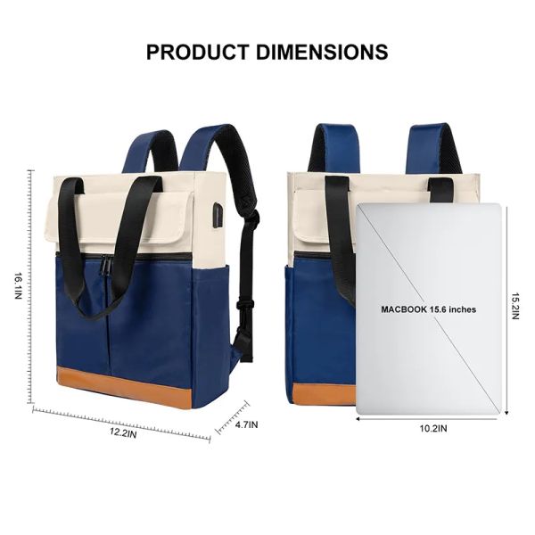 Waterproof Laptop Rolltop Backpack For College Women Computer Travel