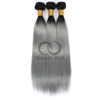 #T1B/Grey Straight Remy Human Hair Bundles Sew In Weave Bundles Brazilian Bundle Deals