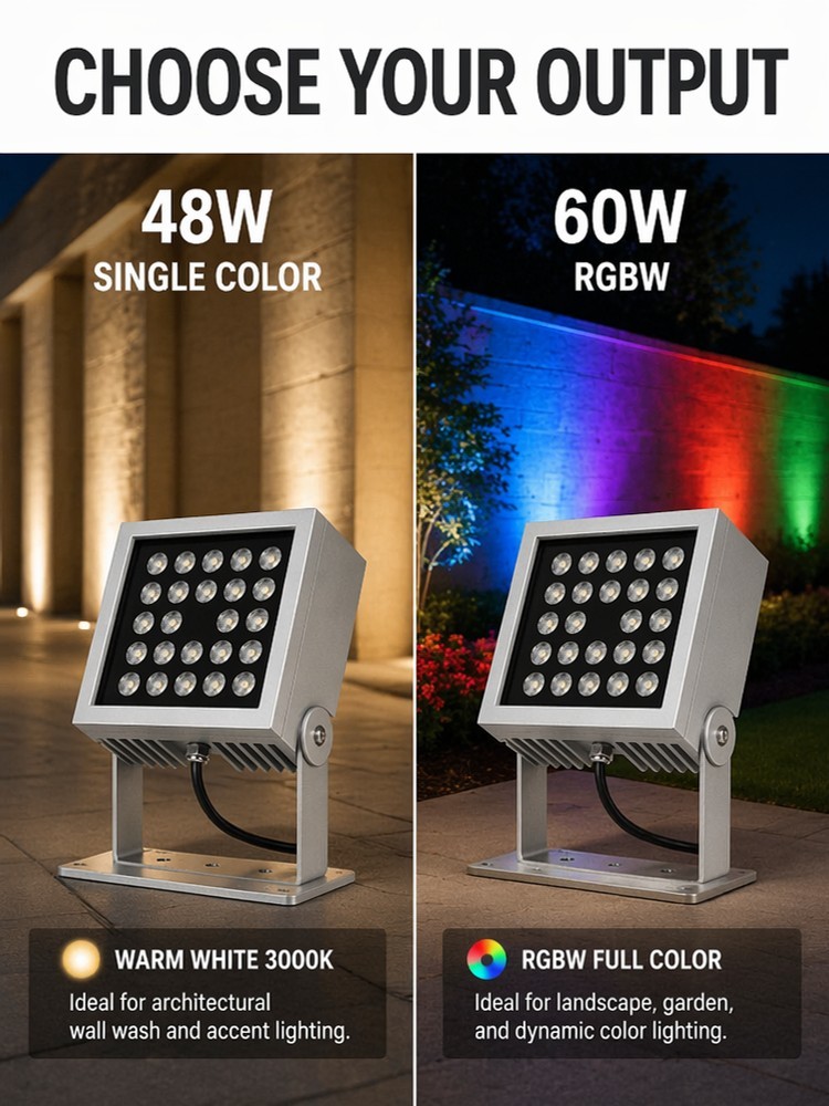 48W 60W RGBW LED Outdoor Flood Light Waterproof Architectural Facade Wash Light
