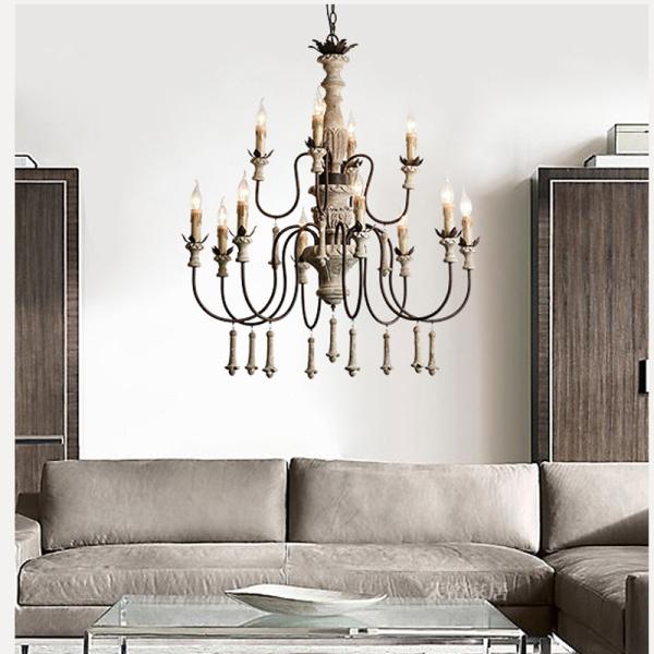 Wood and brushed nickel chandelier for Kitchen Bedroom (WH-CI-55)