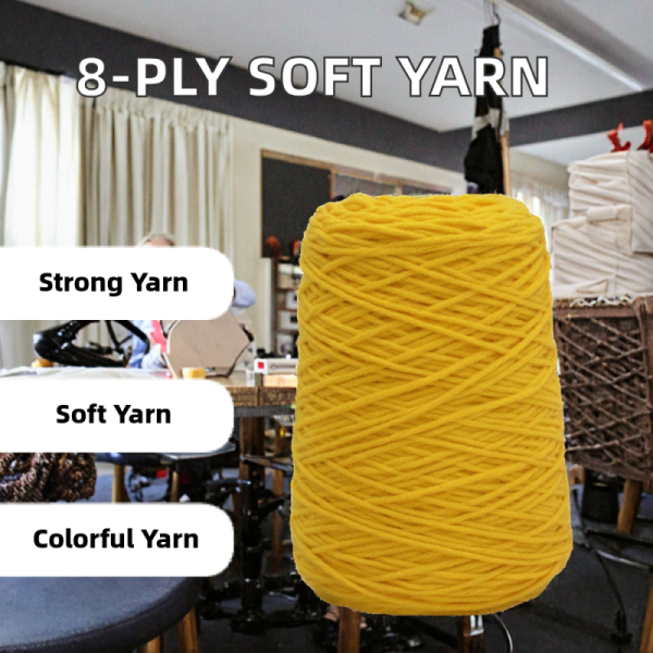 8-Ply High Tenacity Acrylic Blended Yarn Soft Milk Cotton Melange for Knitting Weaving 400g Natural Raw Pattern Soft Dyed
