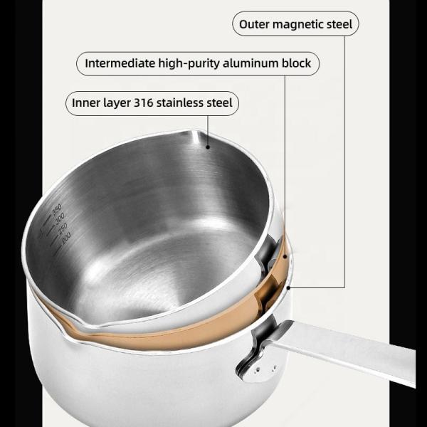 High Quality 304 Stainless Steel Measuring Cup Cooking Pot Sauce Scoop Heating Oil Pot