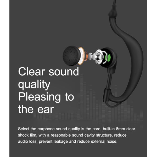 Wired Intercom Earphone Walkie Talkie Headset Radio Earpiece Headset 110±3dB Sensitivity