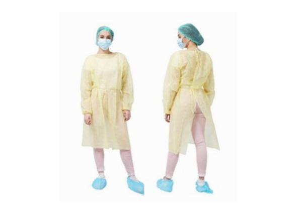 Universal Size Yellow Disposable Isolation Gown Non Sterile Anti Bacterial