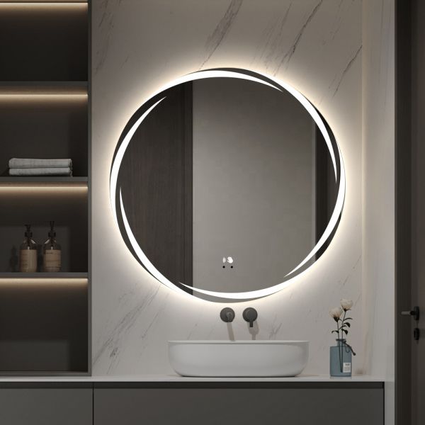 5mm Hotel Mirrors Wall Mounted Round Lighted Vanity Bathroom Mirror