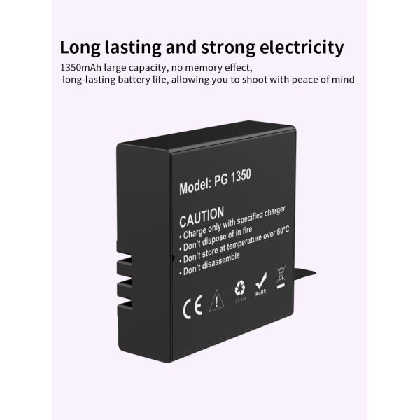 2 Pack 1350mAh 3.7V Li Ion Rechargeable Batteries Safety With Overcharge Protection