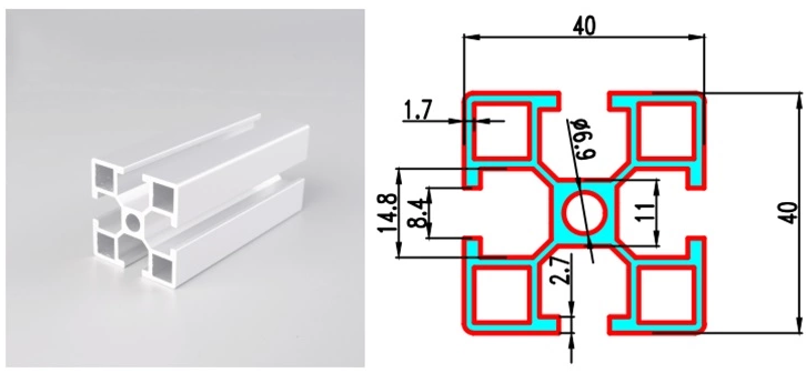 4080 Aluminium Extrusion T Slot Aluminium Profile 40x40