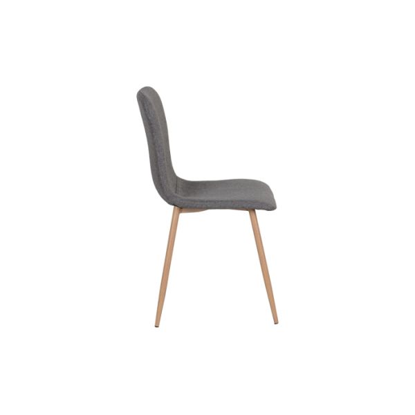 Ergonomic 87cm Height Grey Fabric Side Chair With 4 Hardwood Legs