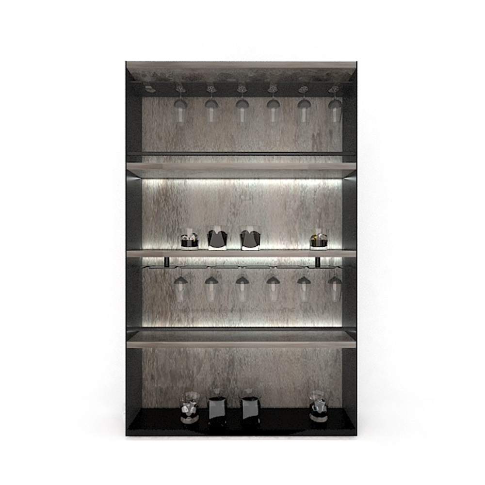 OEM Luxury Aluminum Wood Shelf Racks Organizer with Island for Hardware Furniture Living Room Cabinets