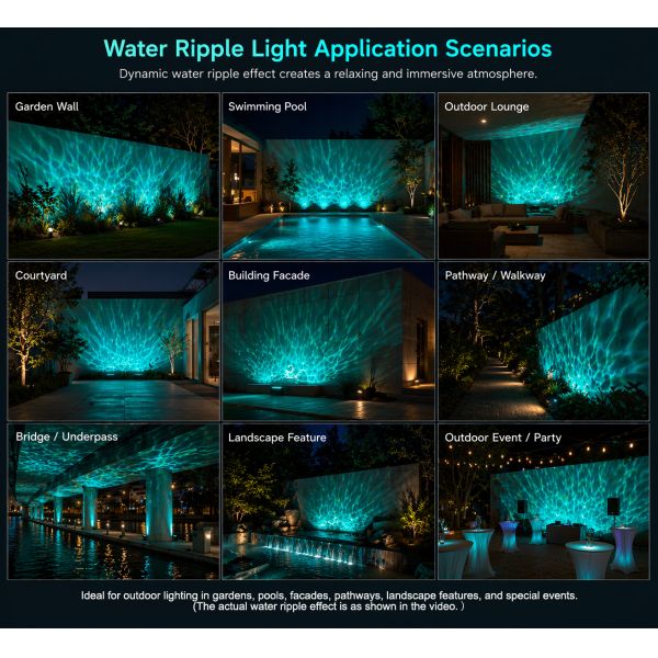 120W Outdoor Water Ripple Light LED Linear Bar RGBW Wave Effect Wall Washer Landscape Lighting