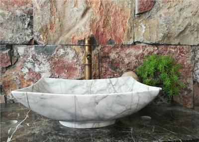 Polygonal Marble Bathroom Sink , Natural Stone Vessel Sinks For Bathroom