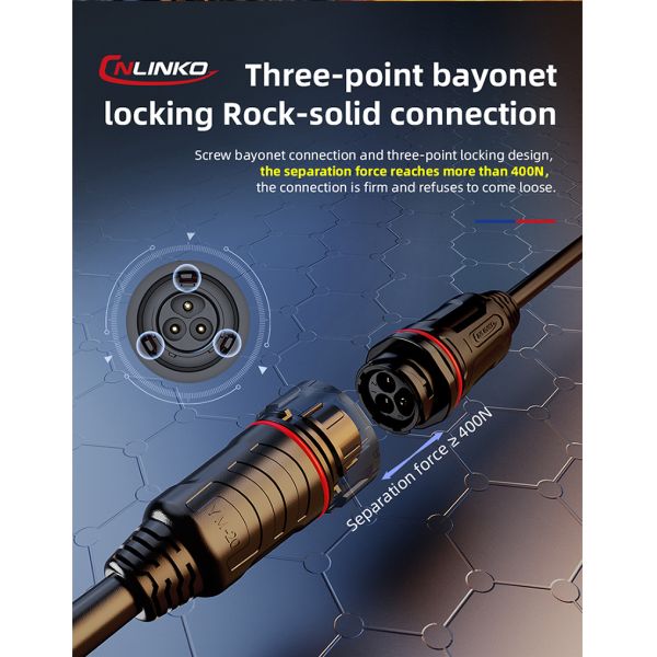 Cnlinko YM 20 3 Pin Overmolded Plastic and Wire Circular IP68 Waterproof Connector