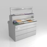 Display de magasin de détail Islande d'échantillon en bois gris pour économiser de l'espace et rack d'affichage premium