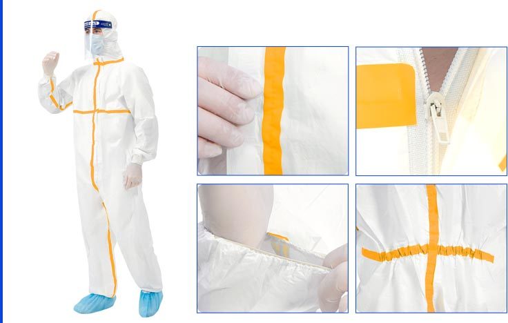 Yellow Label Disposable Protective Suit with CE Certification and Elastic Cuff for Medical and Industrial Use