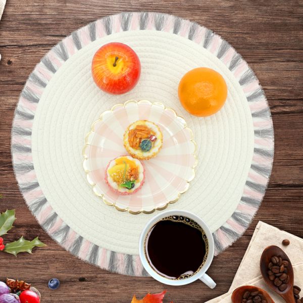 15 Inch Table Round Placemats Boho Cotton Woven Washable Tassels For Kitchen Dining