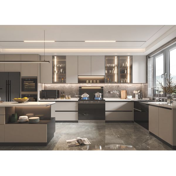 Luxury Modern Melamine Furniture Custom Wood Kitchen Cabinet For Home
