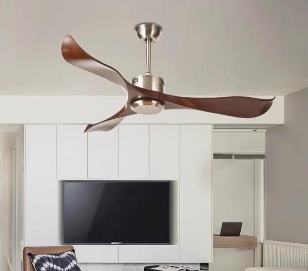 Ventilador de techo con luz LED de 3 aspas para fábrica mayorista con control remoto, diseño impermeable para exteriores para hoteles, económico
