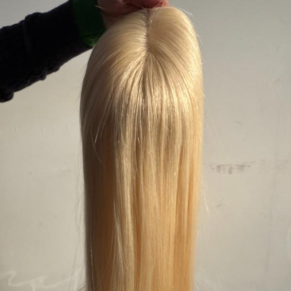 Perruques médicales naturelles en silicone, blondes, pour la perte de cheveux médicale