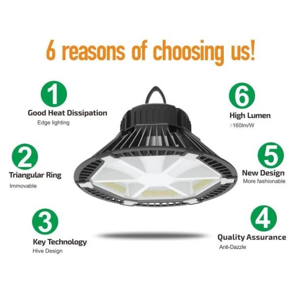 160lm 100W Industrial High Bay LED Lighting 310×310 Aluminum Material