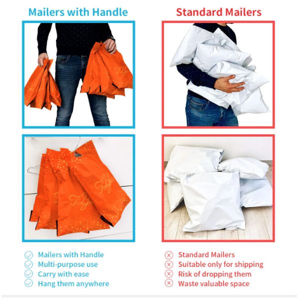 GDCX Custom Matte Plastic Envelope Poly Mailers Shipping Bag With Handle Airwaybill Poly Mailer With Handel Logo Packaging Bags