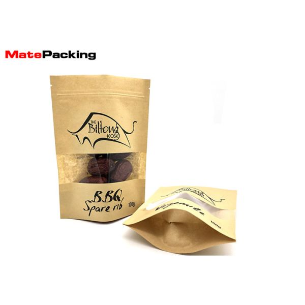 Resealable Kraft Paper Food Bags Stand Up Zipper Plastic Snack Packaging With Window