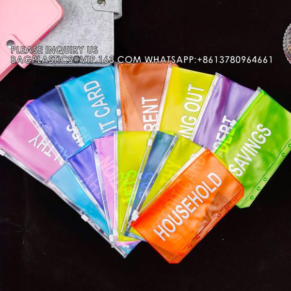Cash Budget Envelopes For Budgeting Slider Zipper Binder Pouch Loose Leaf Bags Insert Pages Waterproof Document