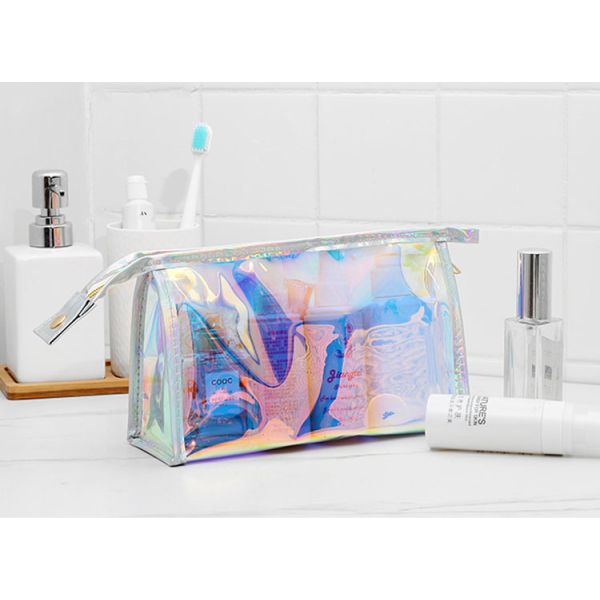 Portable laser TPU web celebrity ins style cosmetics storage bag simple transparent carry-on makeup bags